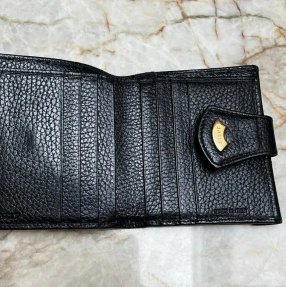 BALLY Black Pebbled Leather Bifold Snap Wallet Made In Italy Mens Women's Unisex - Picture 3 of 13